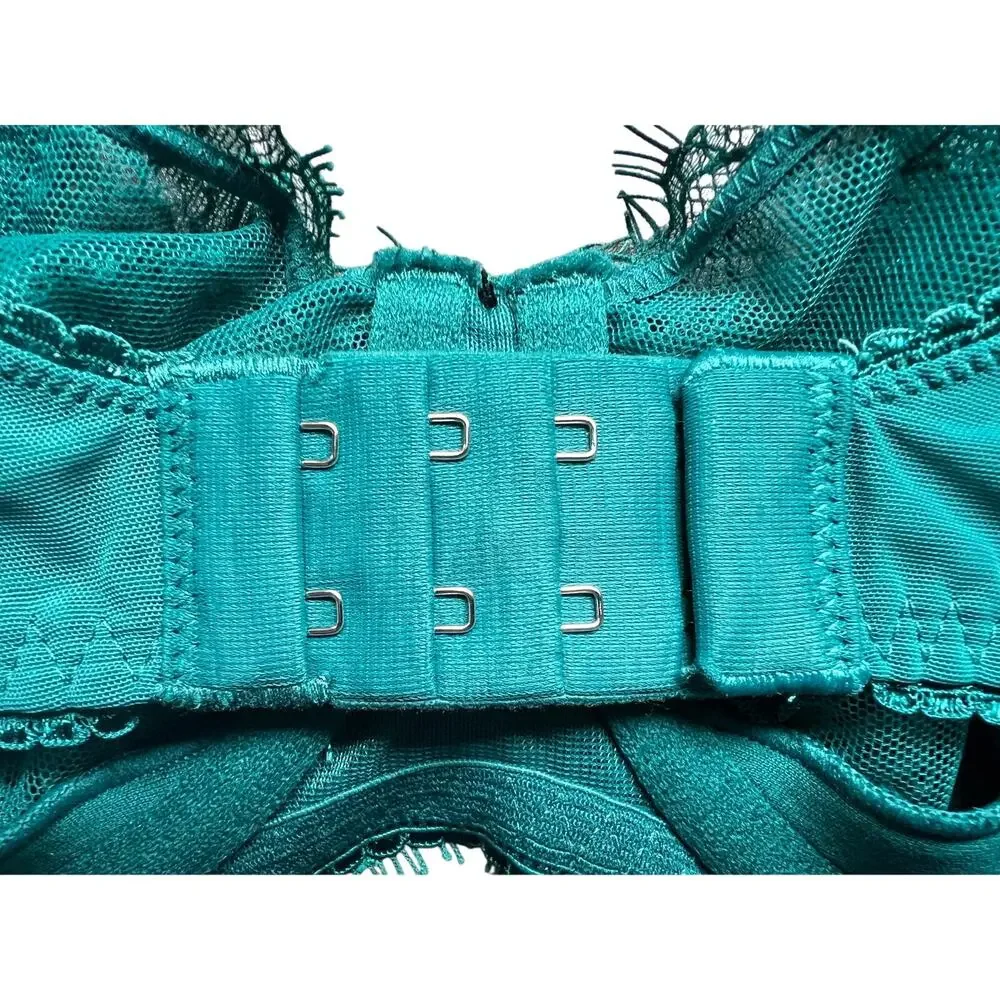 Victoria's Secret Dream Angels Lace Push Up Unlined Bra WICKED GREEN 34DD